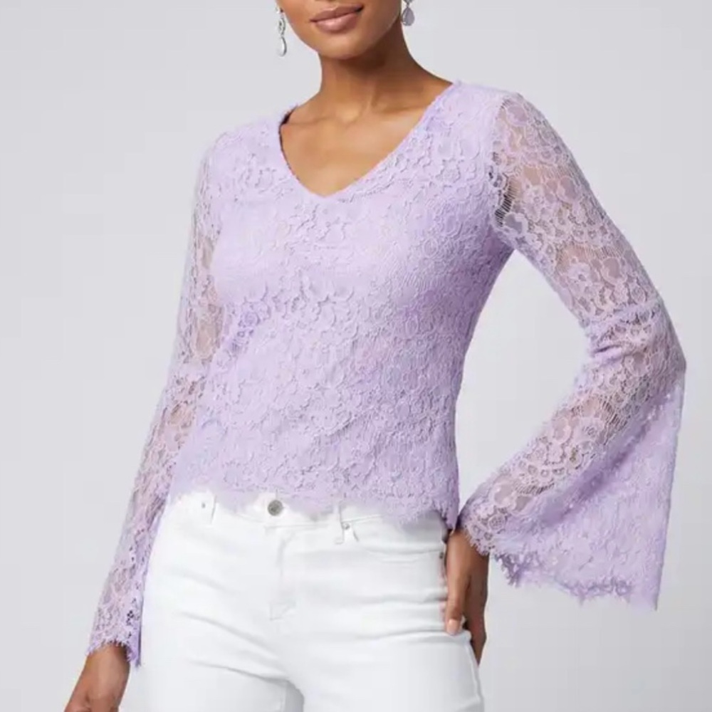 ULTRA FLIRT Lavender Lace Bell Sleeve Top